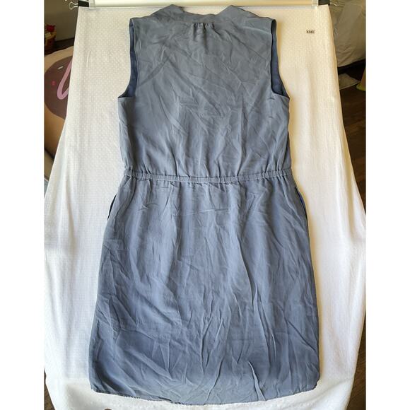 Cynthia Rowley Women Silk Dress US 4 Blue Shirt Dress Sleeveless Knee Length - Picture 10 of 10